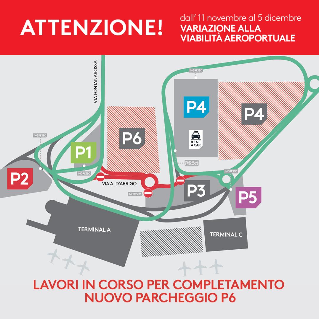Aeroporto di Catania: modifiche temporanee alla viabilità -  Al via la seconda fase di lavori